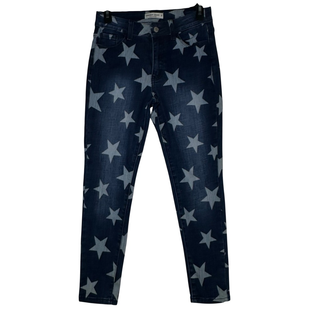 Hammer Jeans Los Angeles Star Print Skinny‎ Denim Blue High Rise Pants Size 9